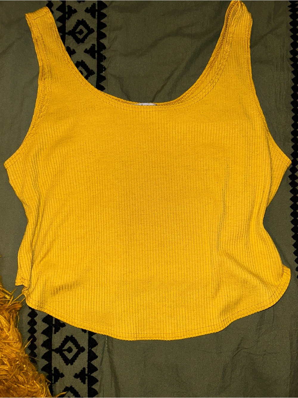 Charlotte Russe Yellow Ribbed Scoop Neck Tank Top